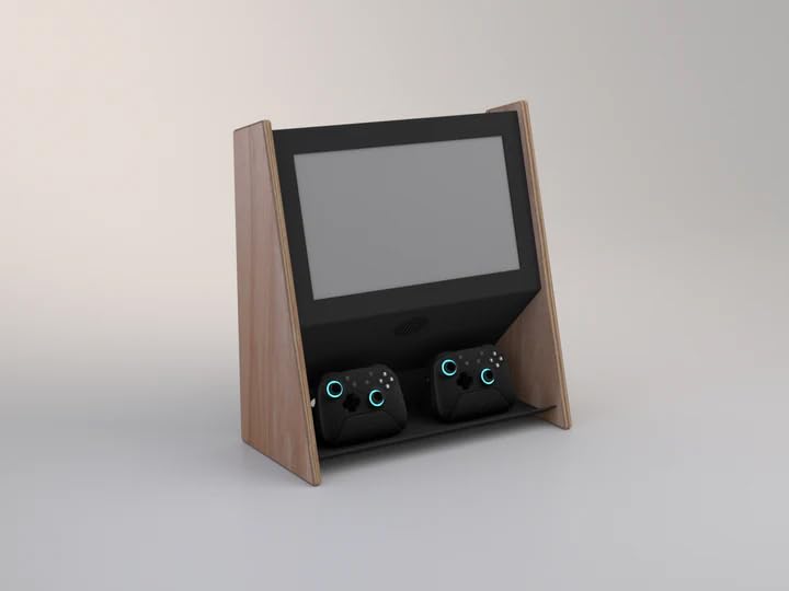 Black Walnut Mini Wall Mounted Arcade Console with 15.6" 1080p LCD, 1TB SSD, 2 Wireless Controllers W954