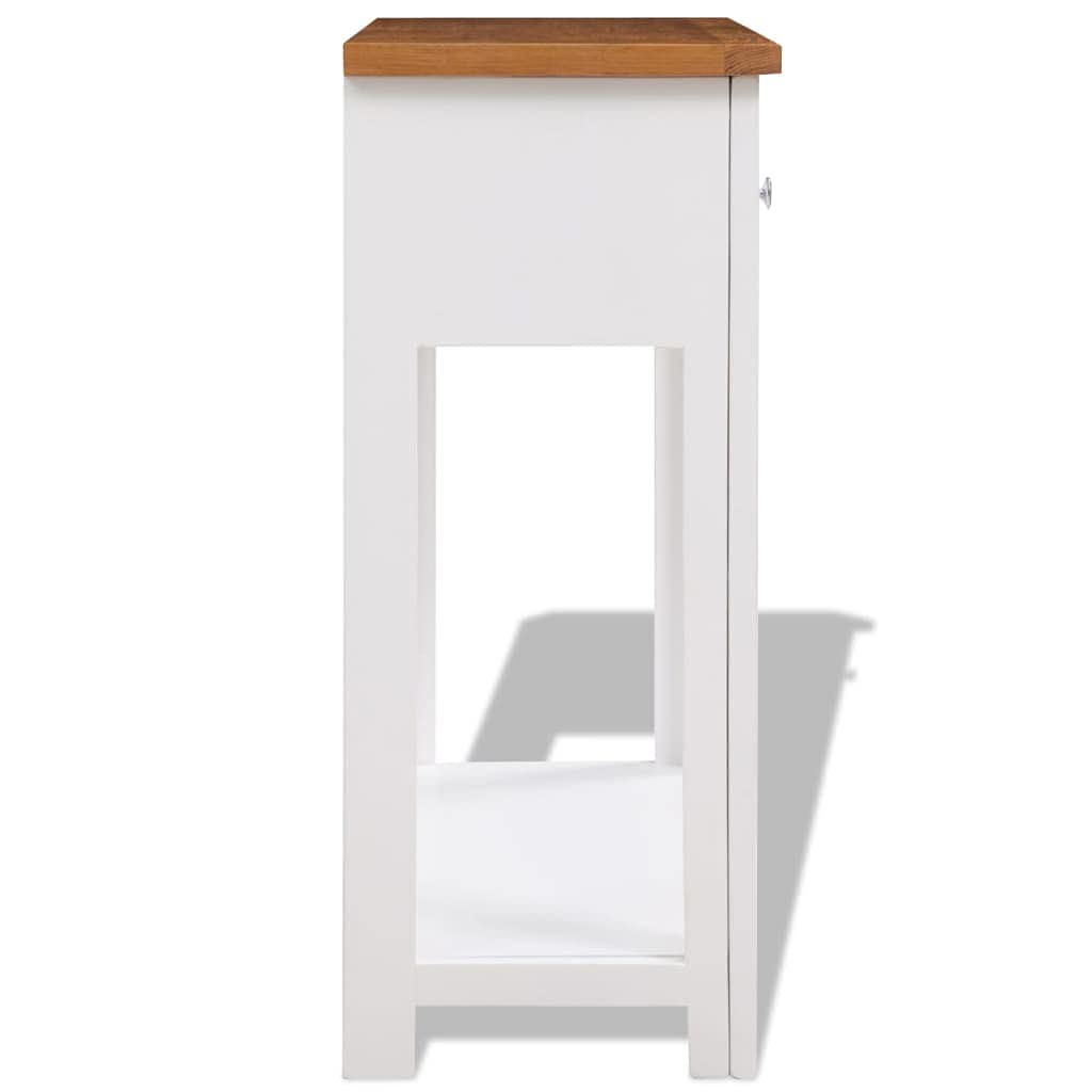 Solid Oak and Acacia Wood Console Table with Two Drawers and Shelf F20697