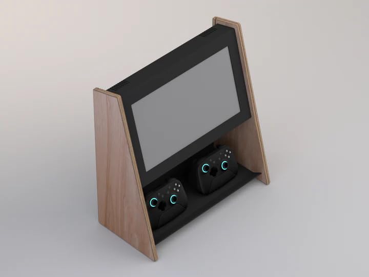 Black Walnut Mini Wall Mounted Arcade Console with 15.6" 1080p LCD, 1TB SSD, 2 Wireless Controllers W954
