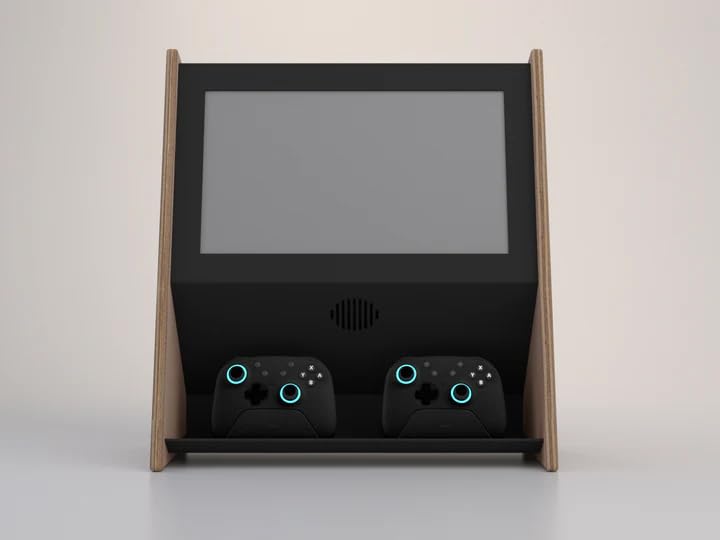 Black Walnut Mini Wall Mounted Arcade Console with 15.6" 1080p LCD, 1TB SSD, 2 Wireless Controllers W954