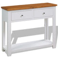Solid Oak and Acacia Wood Console Table with Two Drawers and Shelf F20697