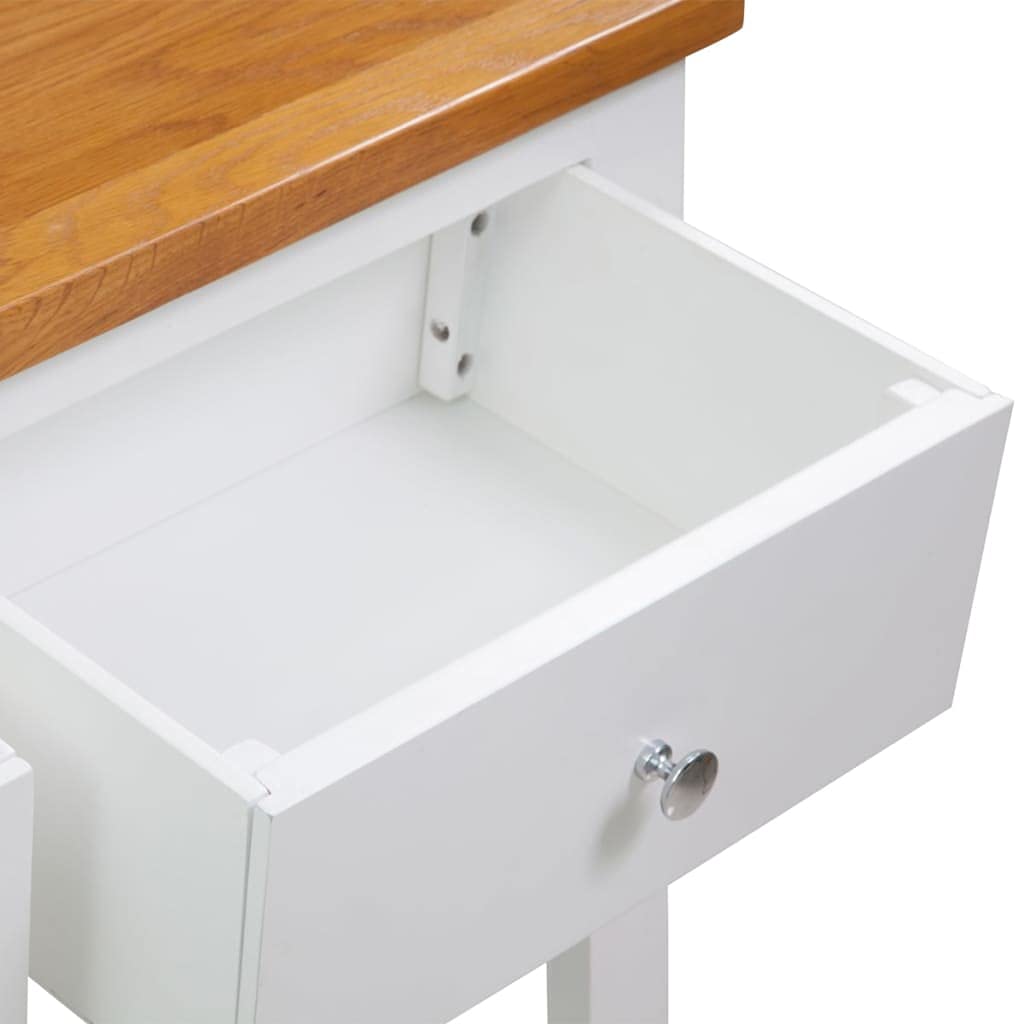 Solid Oak and Acacia Wood Console Table with Two Drawers and Shelf F20697
