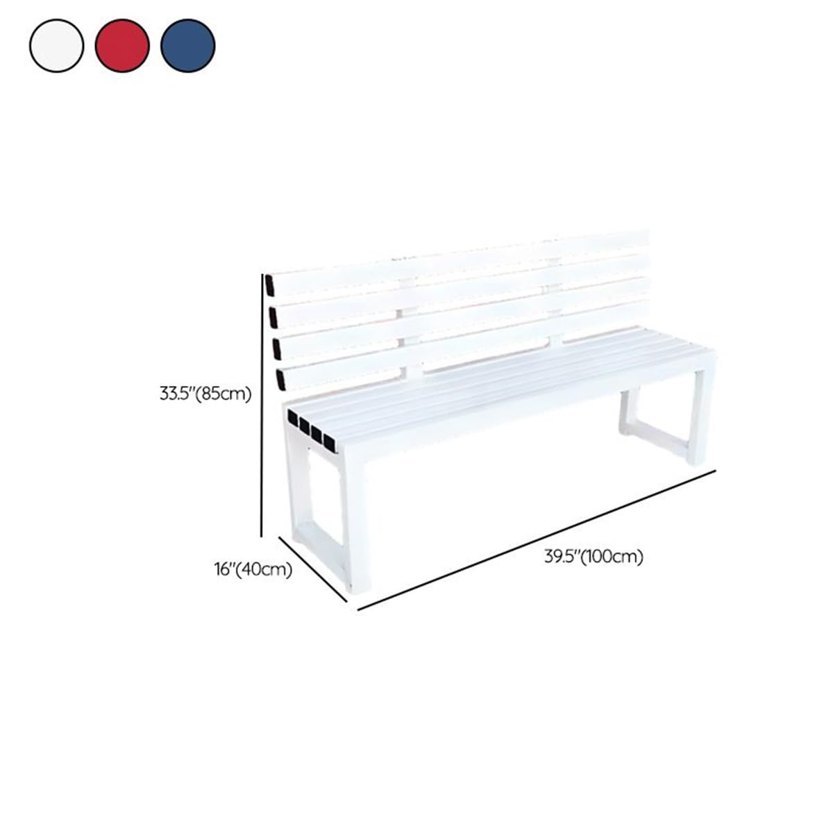 White Water-Resistant Alloy Patio Bench with Back L8257