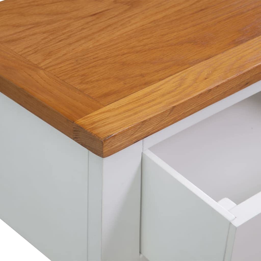 Solid Oak and Acacia Wood Console Table with Two Drawers and Shelf F20697