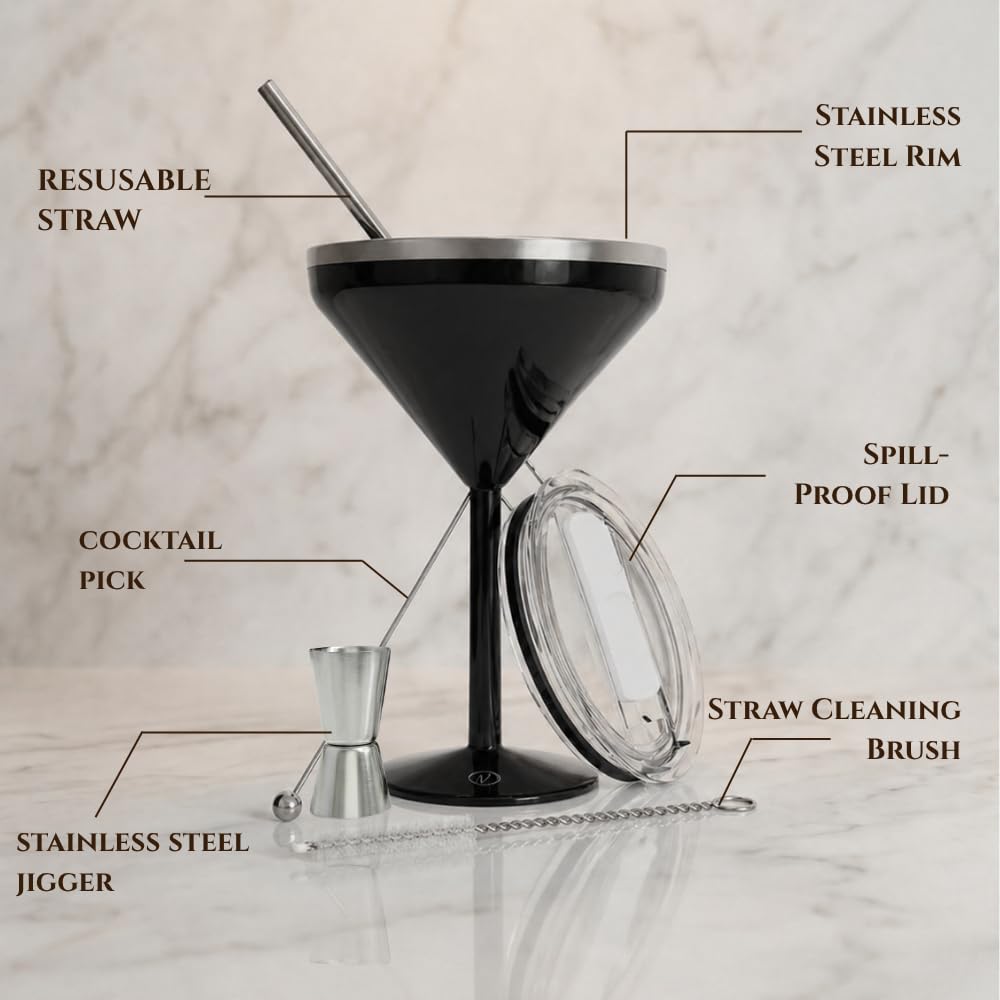 8 oz Stainless Steel Insulated Martini Glass Set of 2 W523