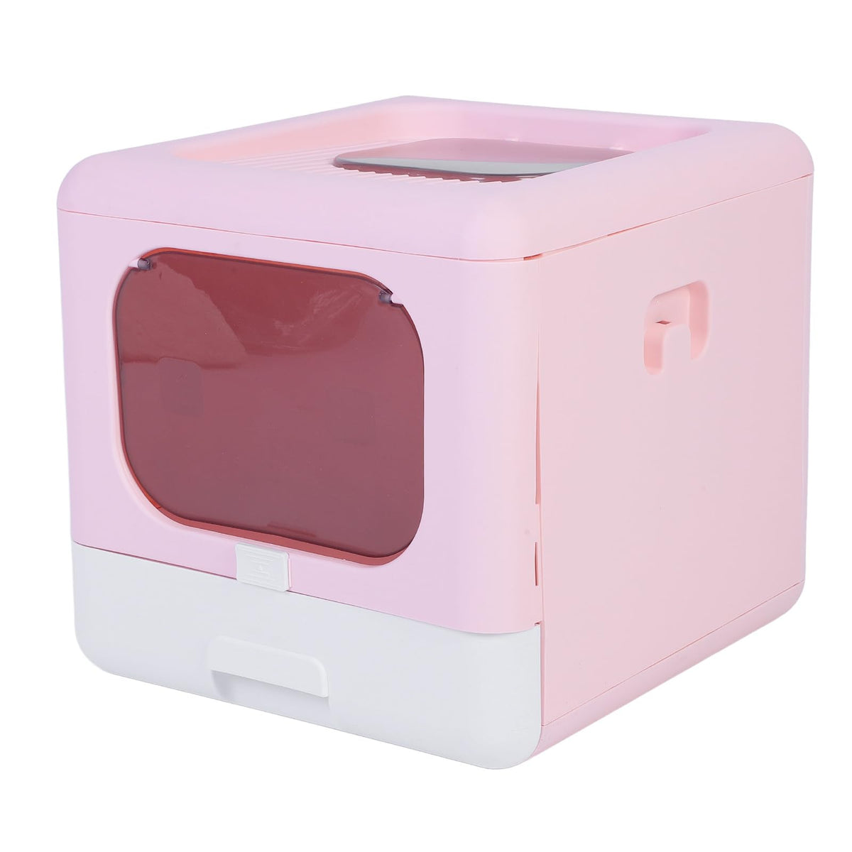 Foldable Top Entry Cat Litter Box with Lid and Scoop Large Size Pink C653320