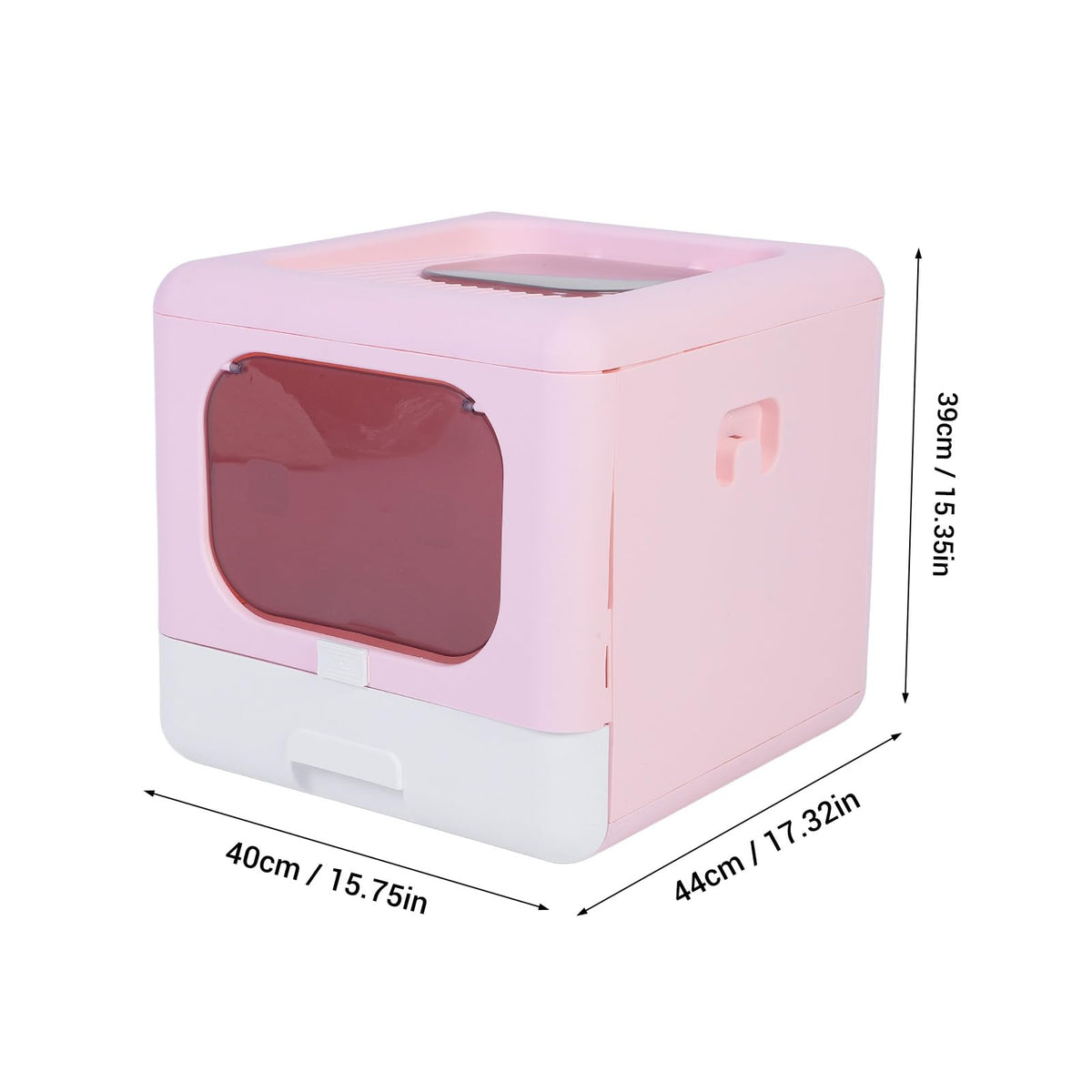 Foldable Top Entry Cat Litter Box with Lid and Scoop Large Size Pink C653320