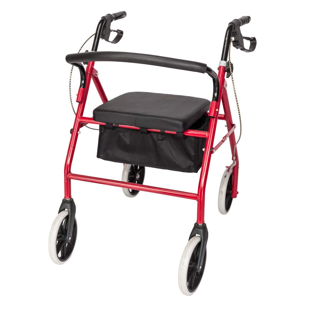 Height Adjustable Rolling Walker with Wheels and Seat S3374