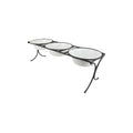 Pearl White Raised Feeder with Stainless Steel Bowls L14484