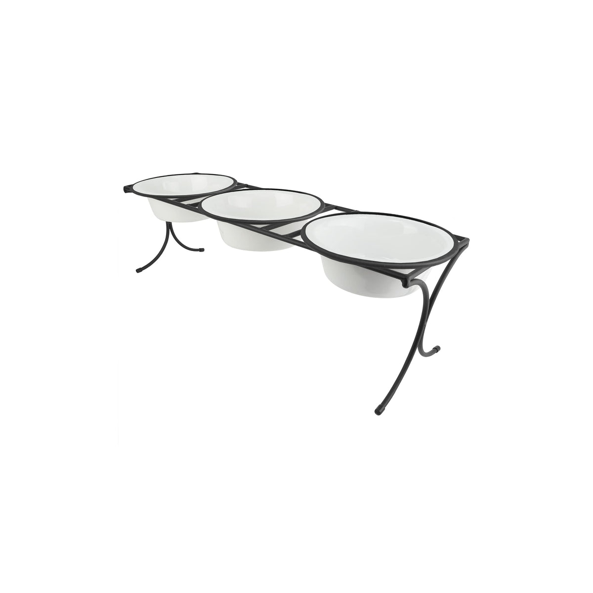 Pearl White Raised Feeder with Stainless Steel Bowls L14484