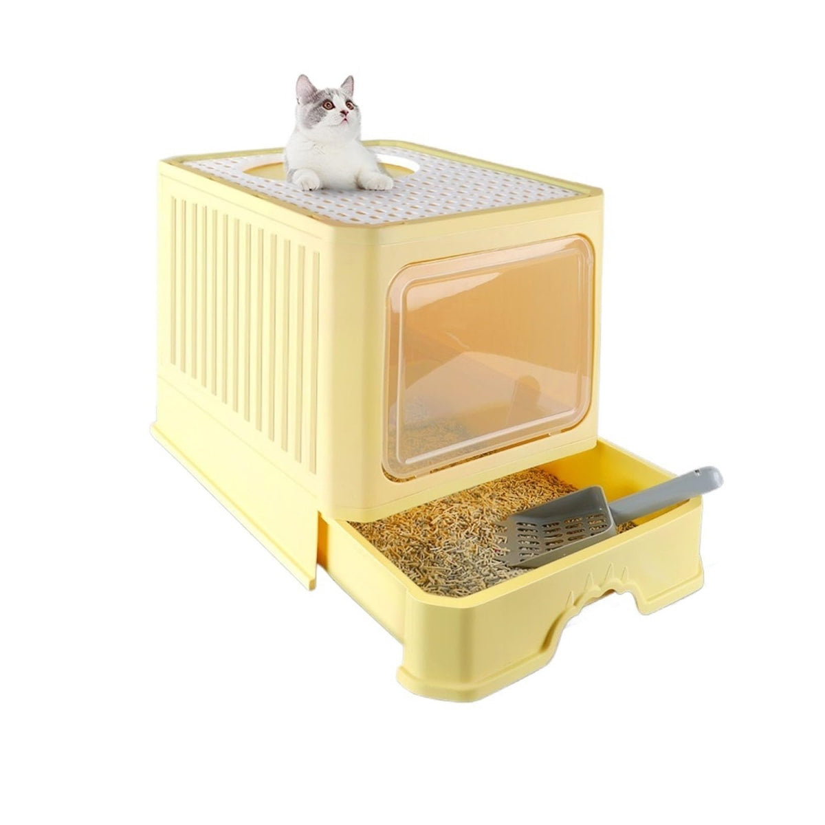 Foldable Enclosed Cat Litter Box with Lid J6284