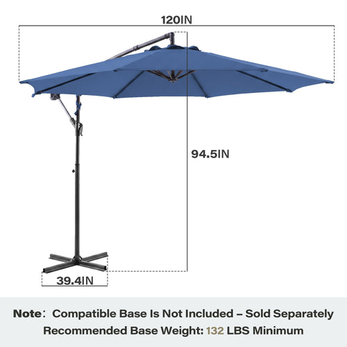 10ft Navy Blue Offset Cantilever Patio Umbrella Z5259