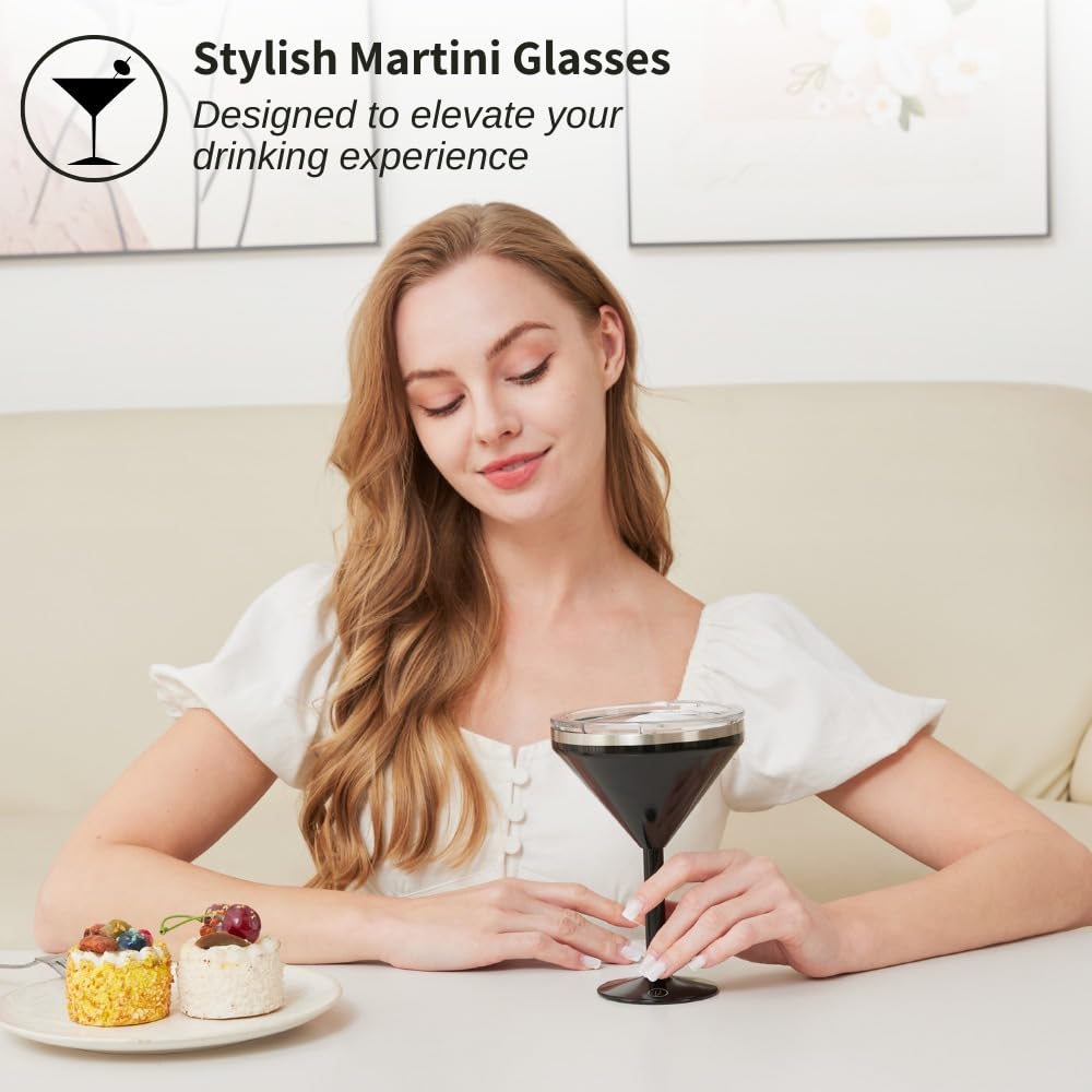 8 oz Stainless Steel Insulated Martini Glass Set of 2 W523