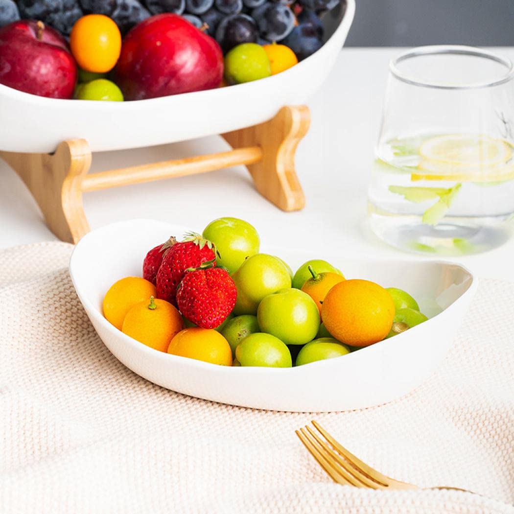 3-Tier Ceramic Fruit Basket with Bamboo Tray R177