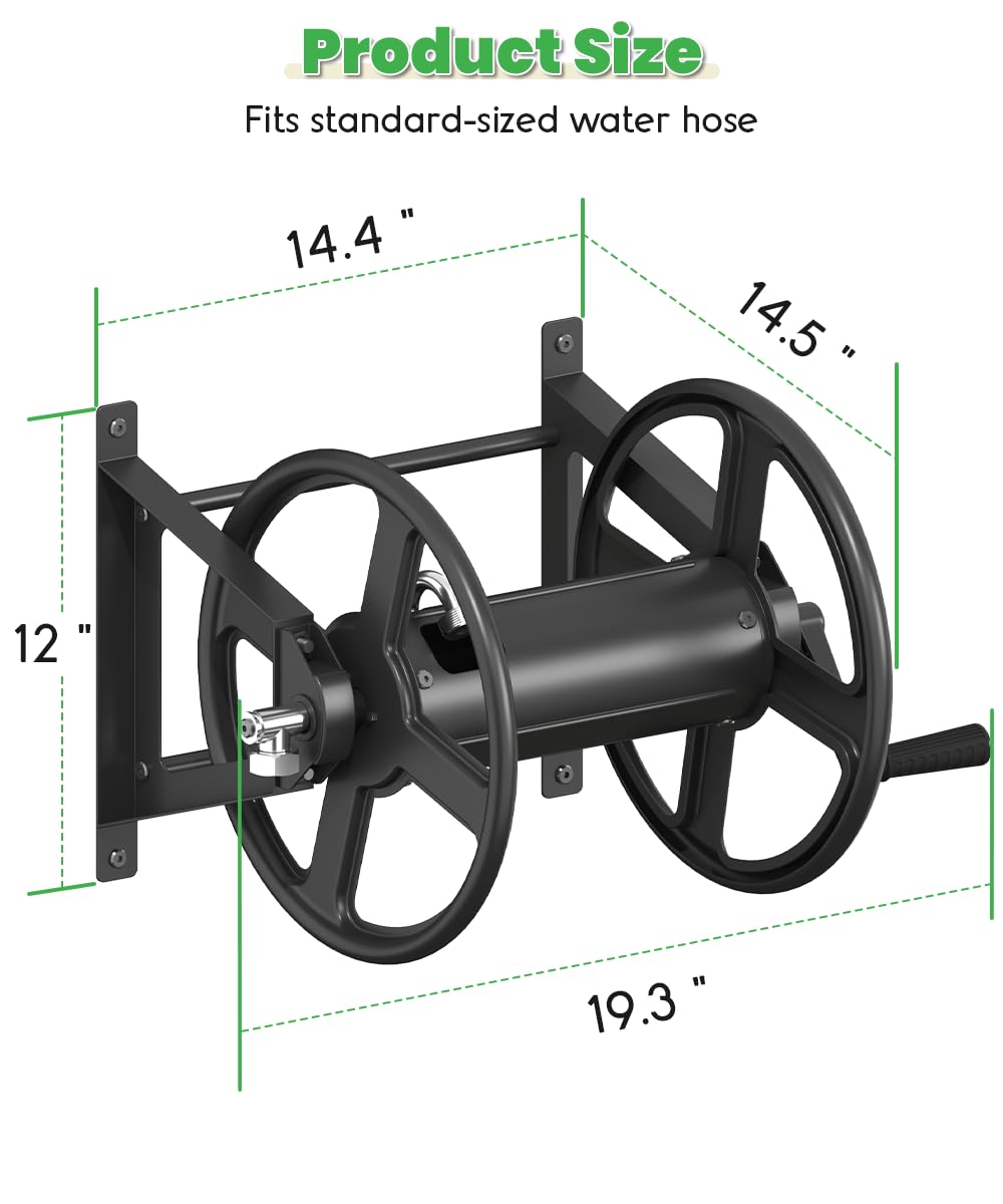 Wall Mounted Garden Hose Reel with Leader Hose F496251
