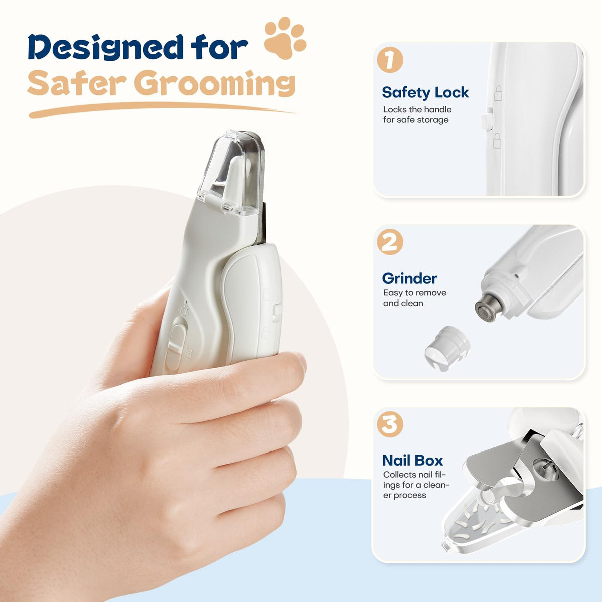 Dog Nail Clippers with Light and Dog Nail Grinder V7836