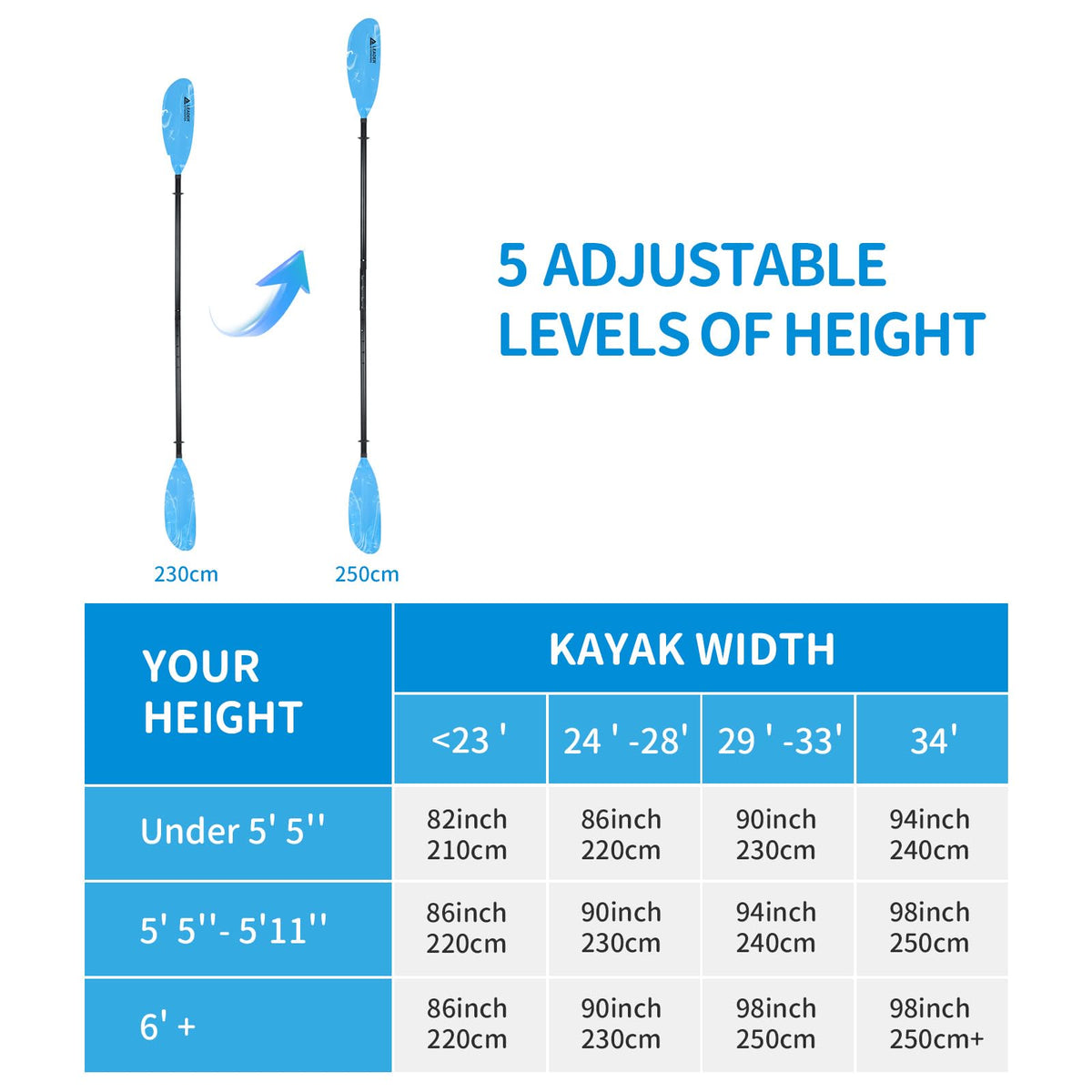 Adjustable Kayak Paddle 90-98in P26931