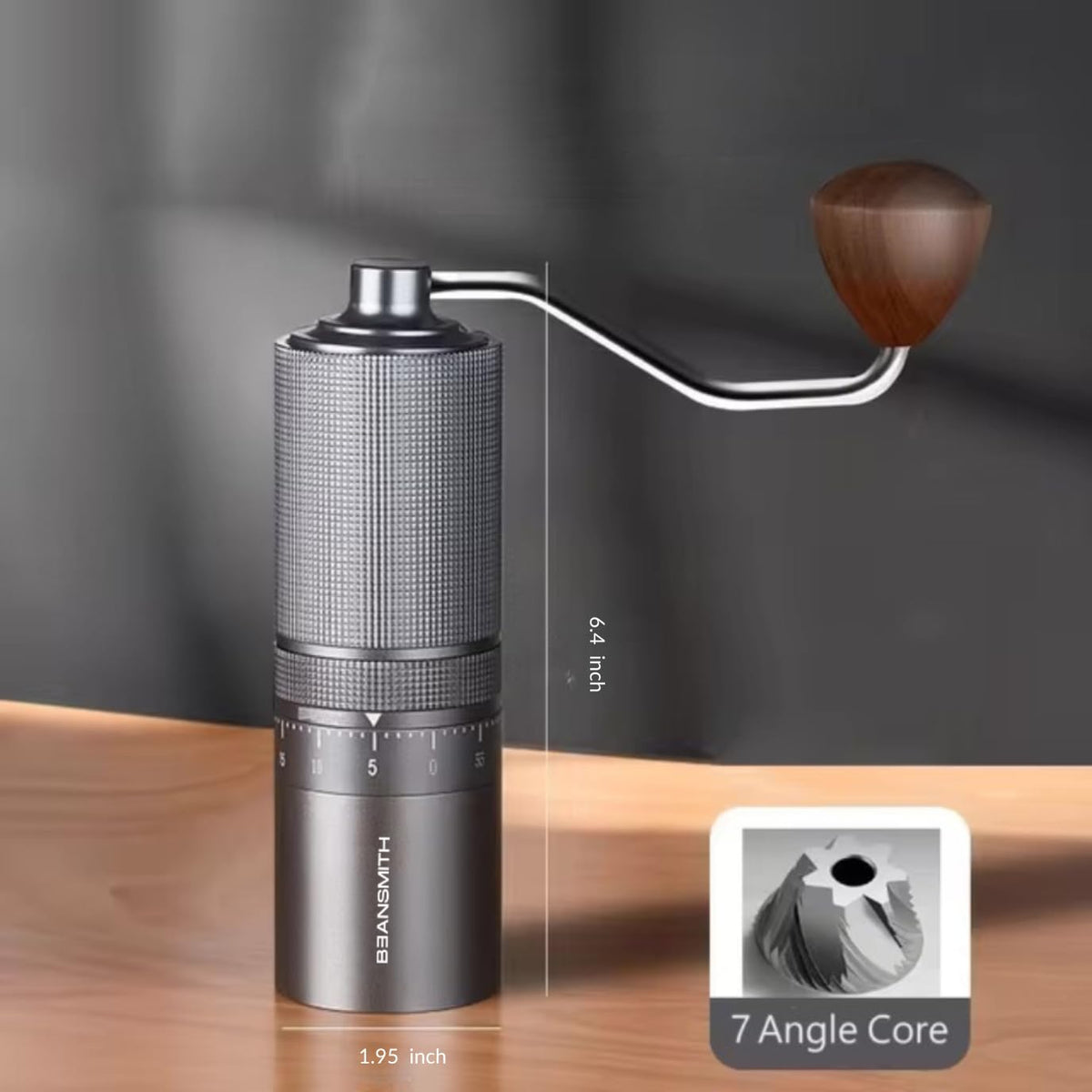 Manual Coffee Grinder 7 Star Stainless Steel Conical Burr 30g Capacity B634575