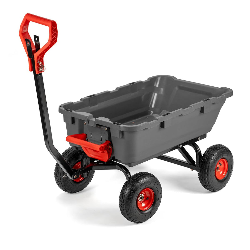 Heavy Duty 2-in-1 Convertible Handle Garden Dump Cart 800-Pound 10" Pneumatic Tires Q2052
