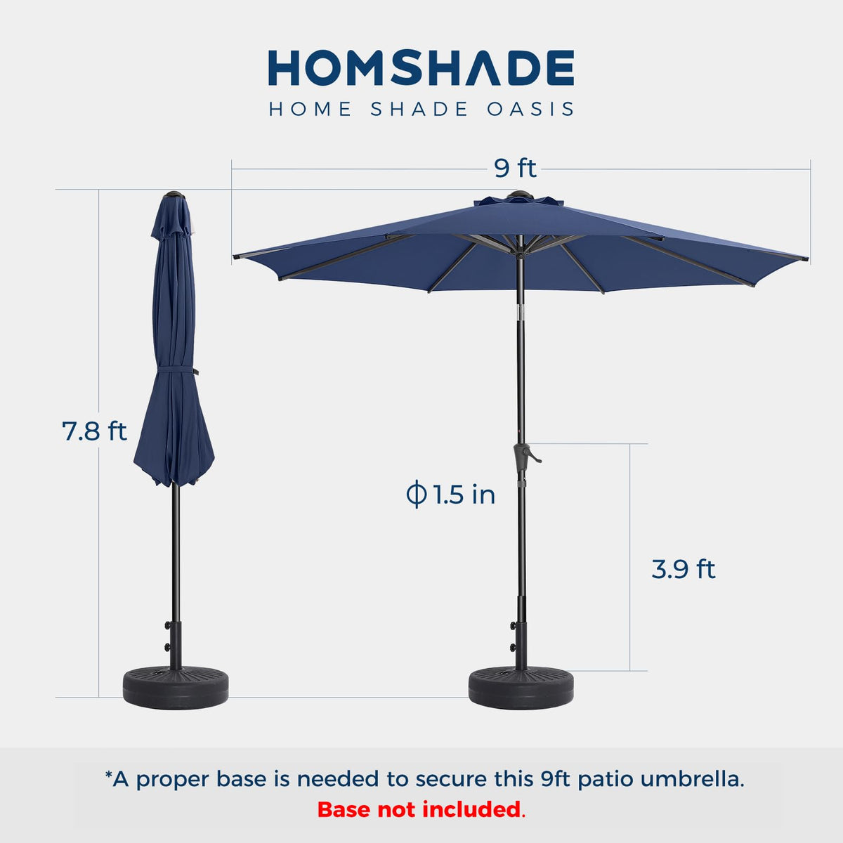 9FT Outdoor Patio Umbrella Navy Blue D33238