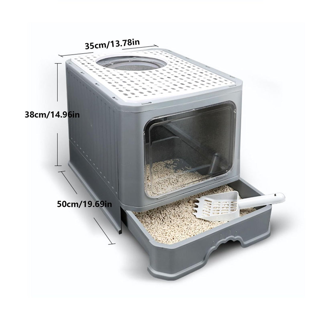 Foldable Enclosed Cat Litter Box with Lid J6284