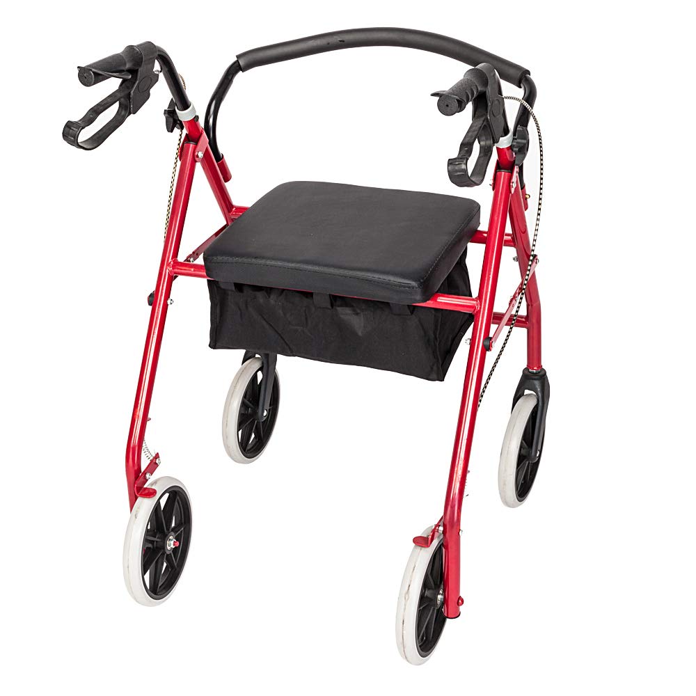 Height Adjustable Rolling Walker with Wheels and Seat S3374