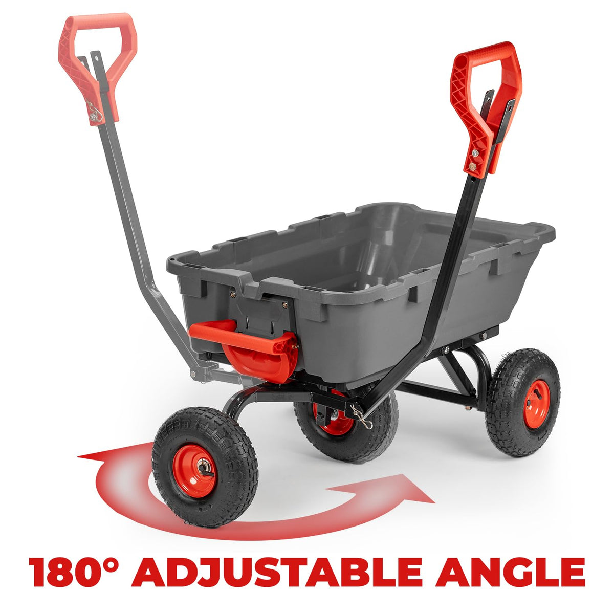 Heavy Duty 2-in-1 Convertible Handle Garden Dump Cart 800-Pound 10" Pneumatic Tires Q2052