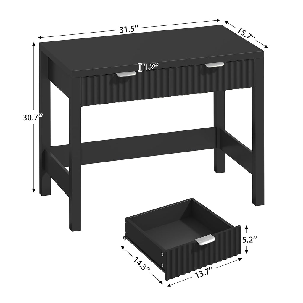 32 Inch Fluted Computer Desk with 2 Drawers K385208