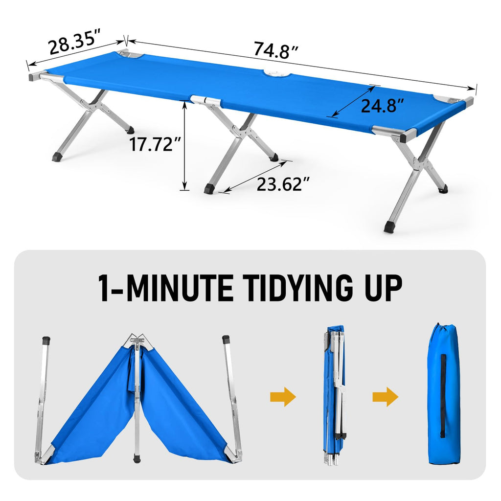 Folding Camping Cot with Carry Bag, Blue Q53037