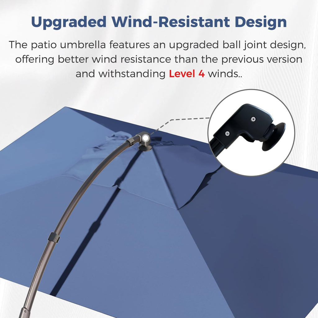9x12 FT Navy Blue Cantilever Umbrella with Base & Cover A810372