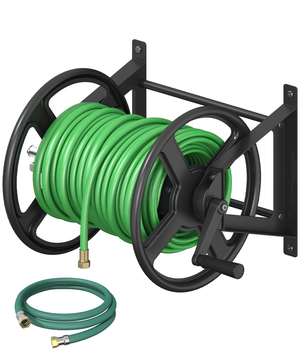 Wall Mounted Garden Hose Reel with Leader Hose F496251