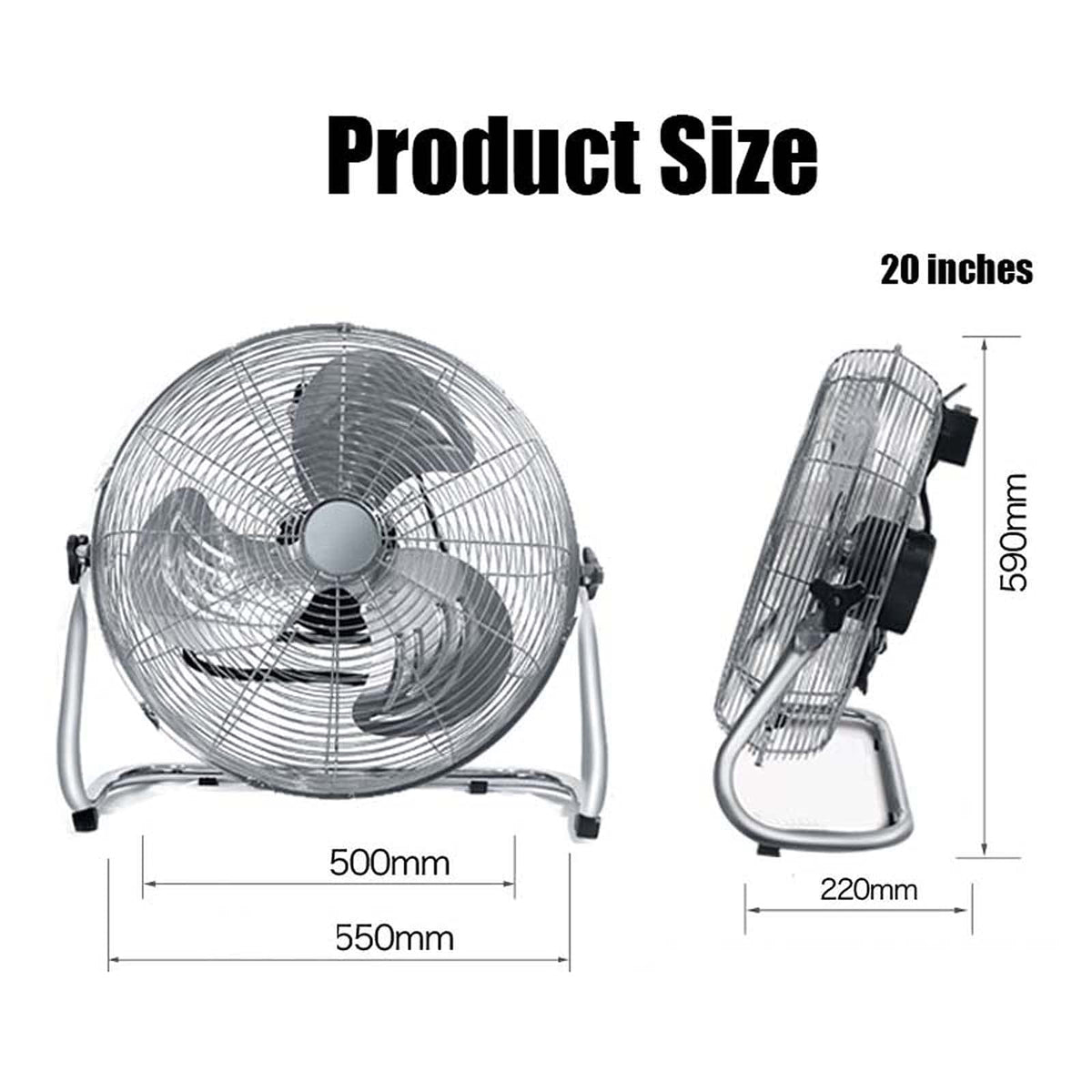 18 Inch 3 Speed Adjustable Tilt Metal Floor Fan U4372
