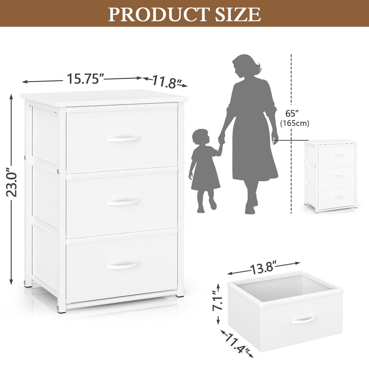 White 3 Drawer Stackable Storage Drawers L1848