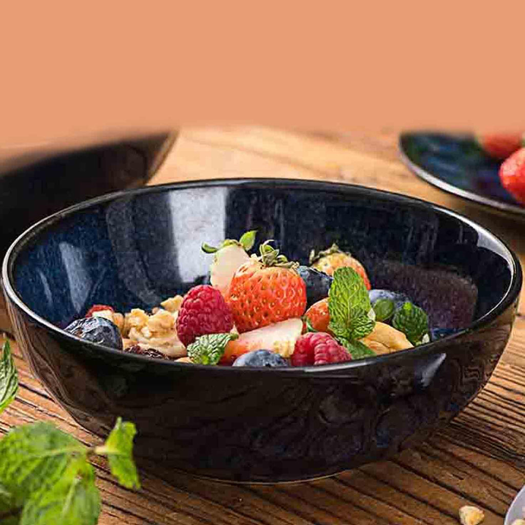 Ceramic Salad Bowls Set, 32 Ounce, Set of 4, Blue X36192