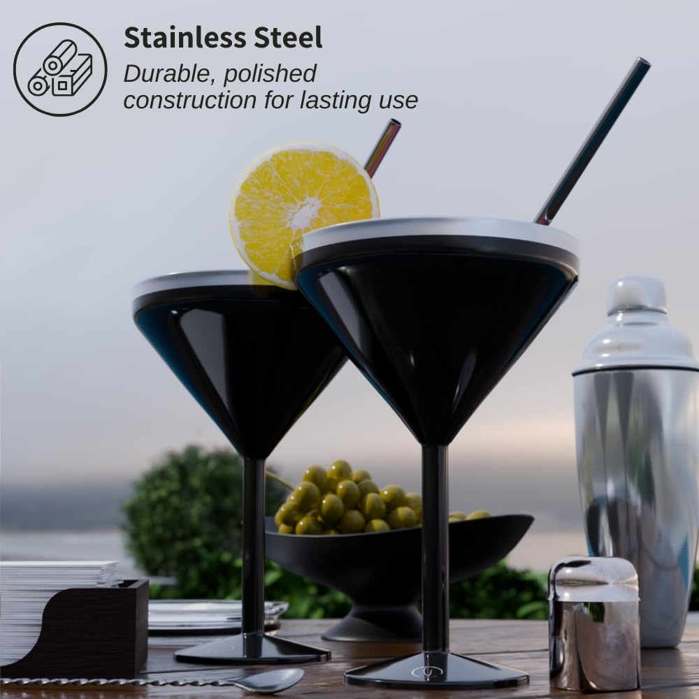 8 oz Stainless Steel Insulated Martini Glass Set of 2 W523