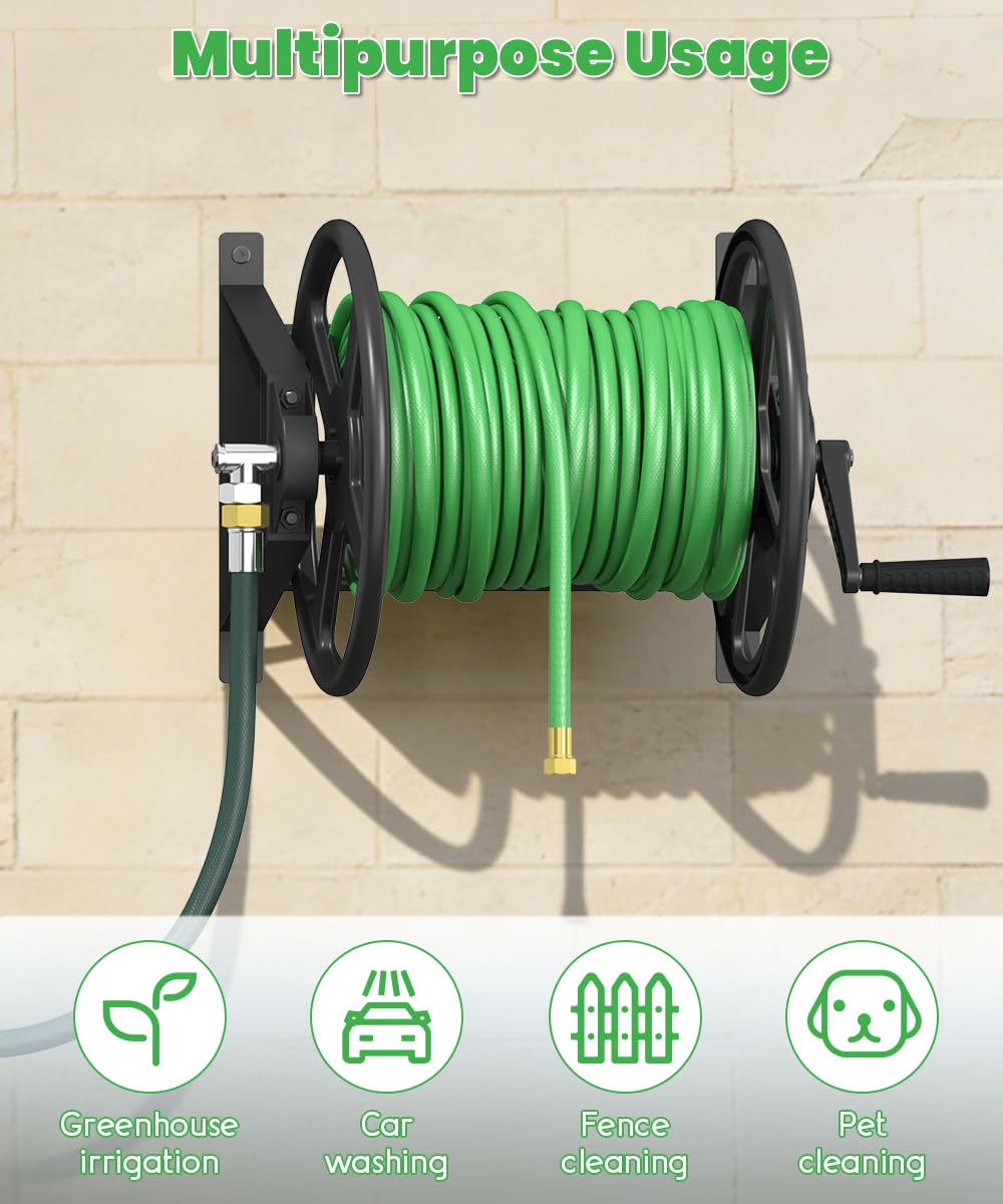 Wall Mounted Garden Hose Reel with Leader Hose F496251