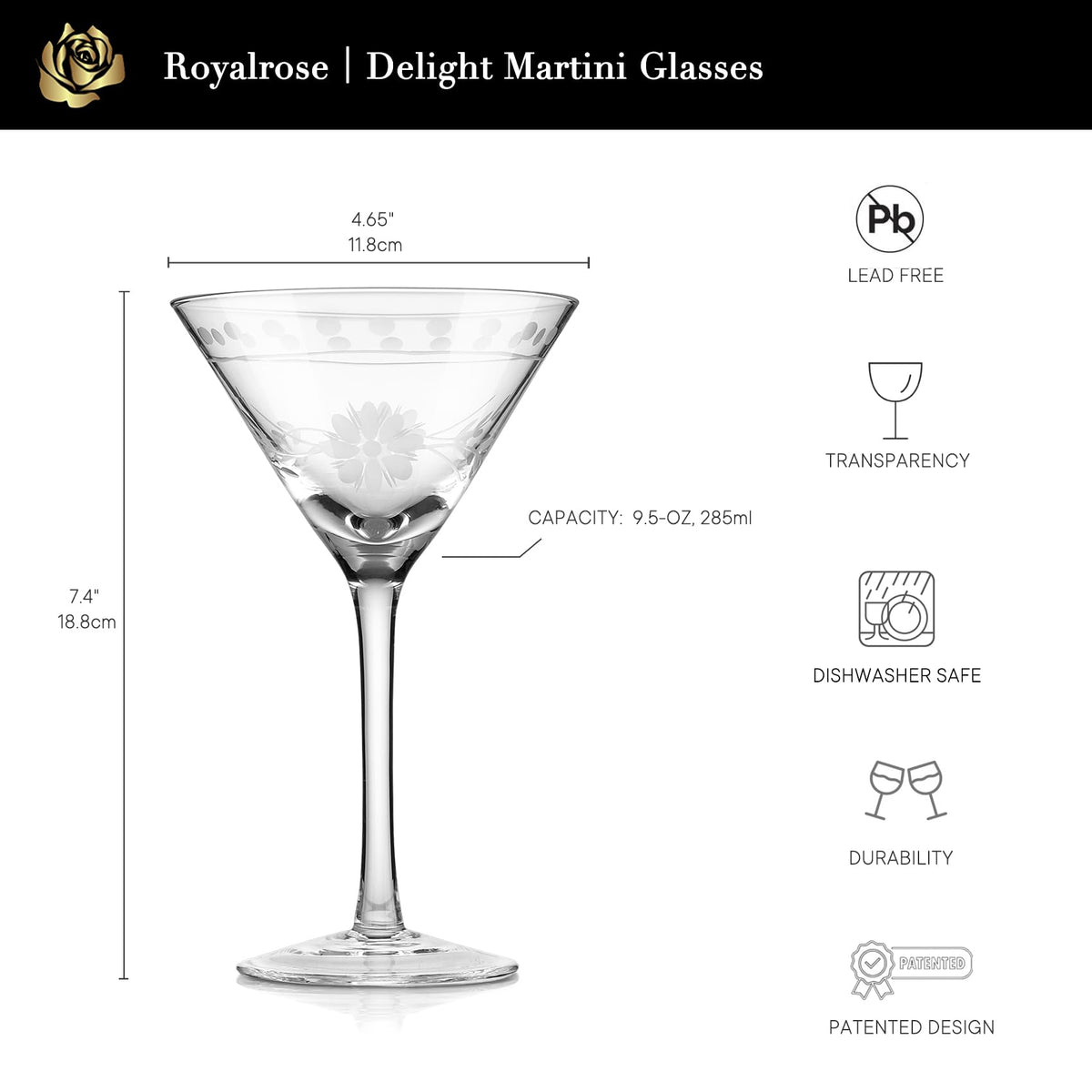 9.6 oz Martini Glasses Set of 4 F79664
