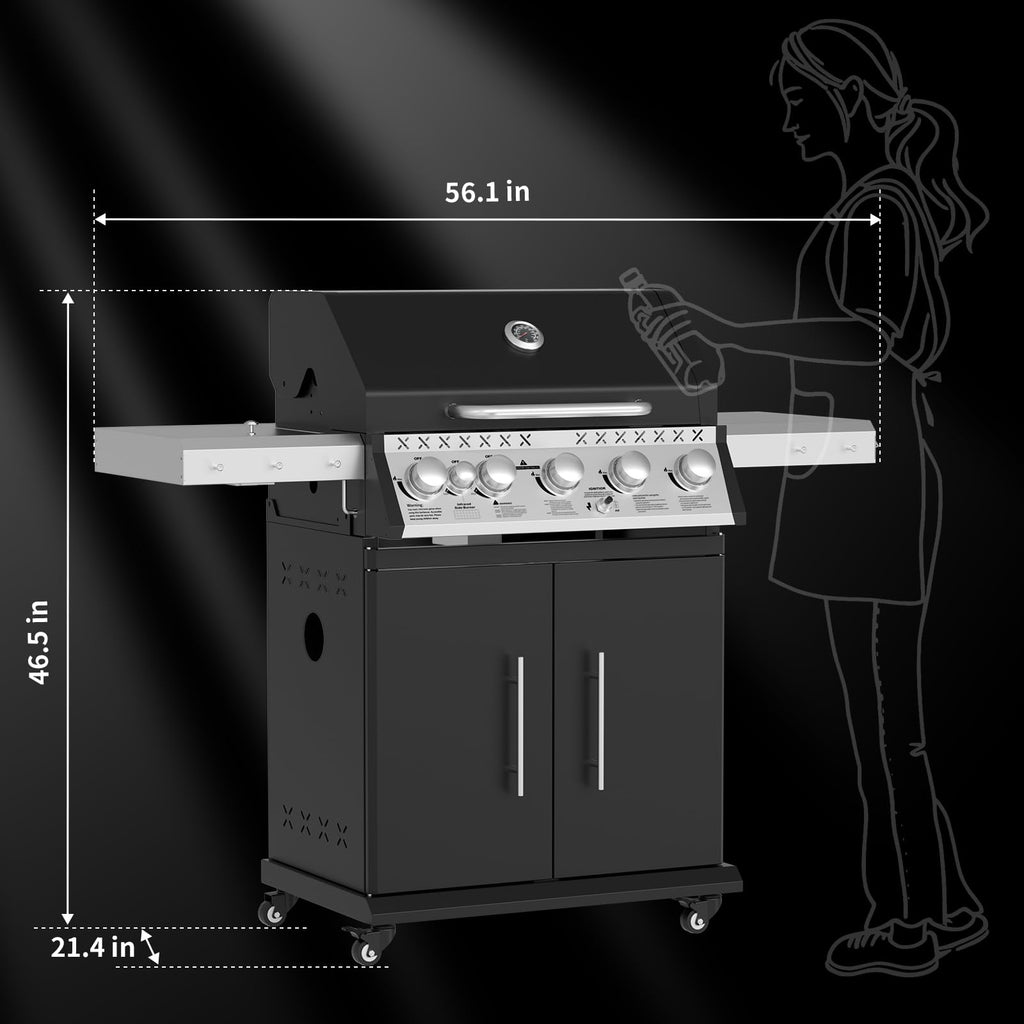 Propane Gas Grill 5+1 Stainless Steel with Side Burner G22452