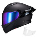 Modular Motorcycle Helmet Dual Visor Flip Up Full Face Matte Black XXL H9510