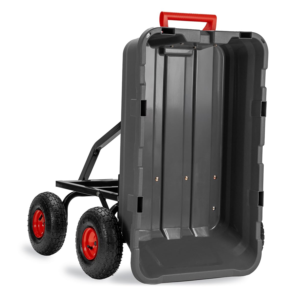 Heavy Duty 2-in-1 Convertible Handle Garden Dump Cart 800-Pound 10" Pneumatic Tires Q2052
