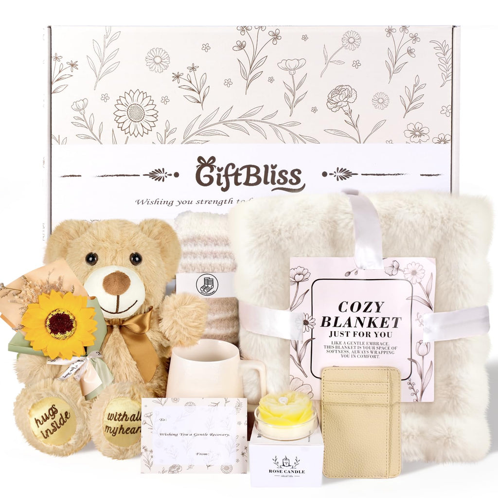 Get Well Soon Gift Basket with Blanket, Mug, Teddy Bear, Aromatherapy K19041