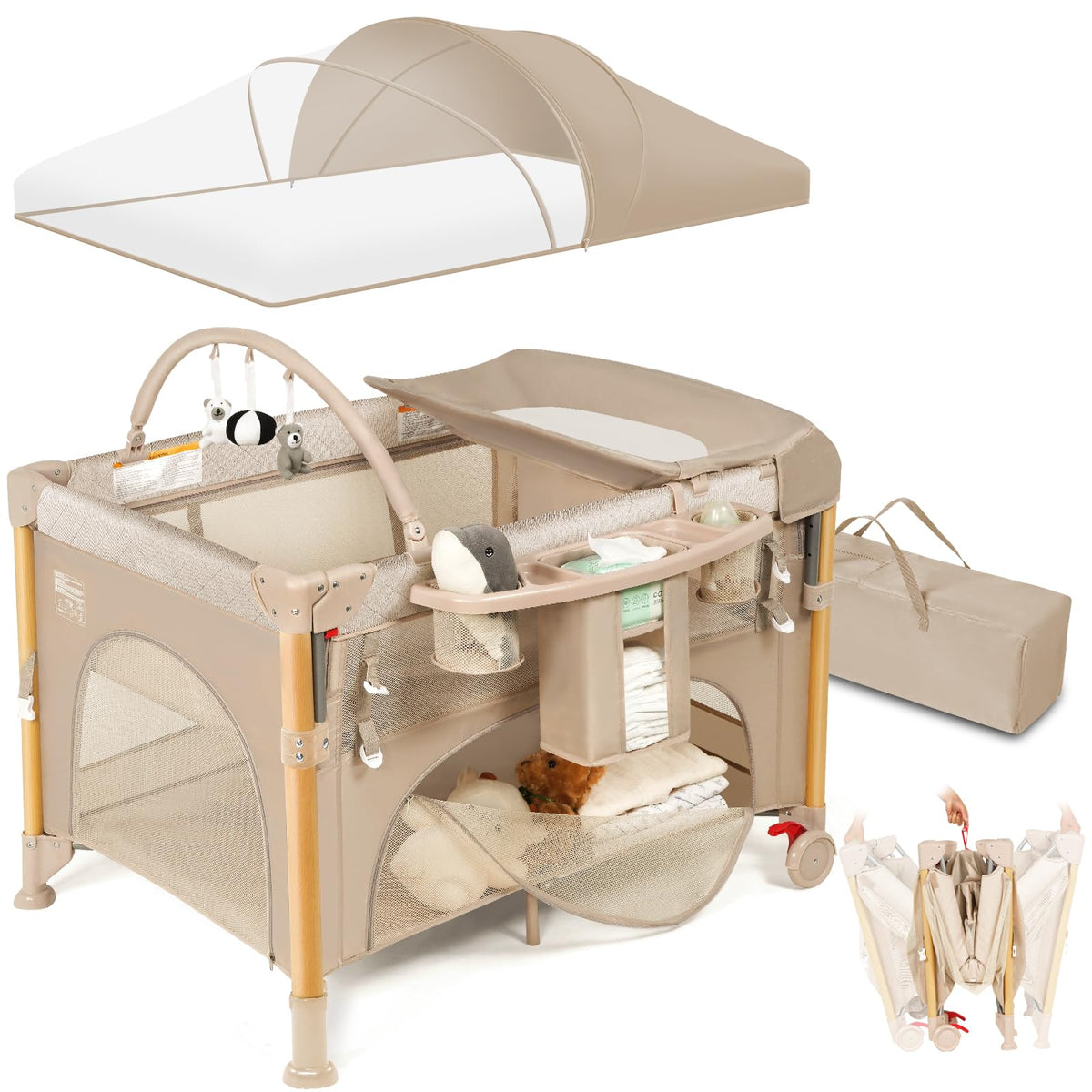 5-in-1 Foldable Baby Bassinet Playpen I7975
