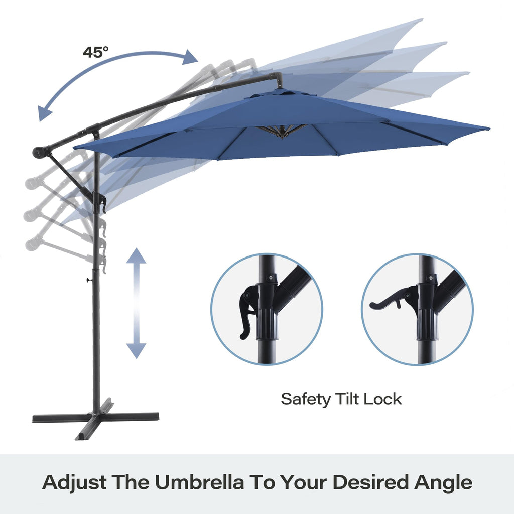 10ft Navy Blue Offset Cantilever Patio Umbrella Z5259