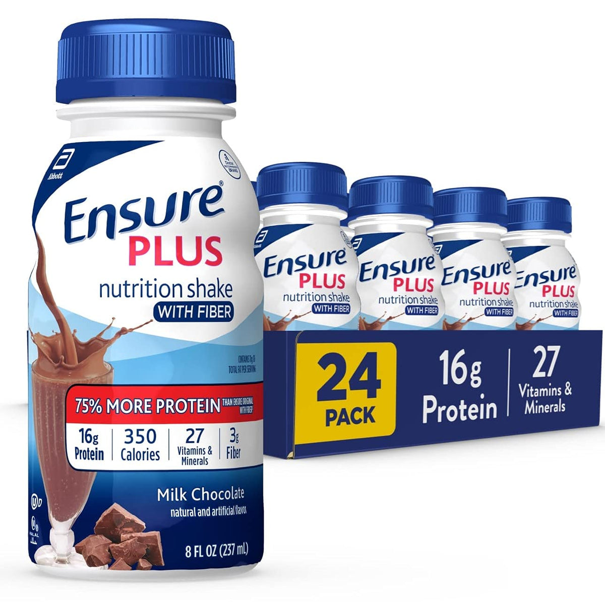 High Protein Nutritional Shake With Fiber, Meal Replacement, Milk Chocolate, 8 Fl Oz (Pack of 24) B75353