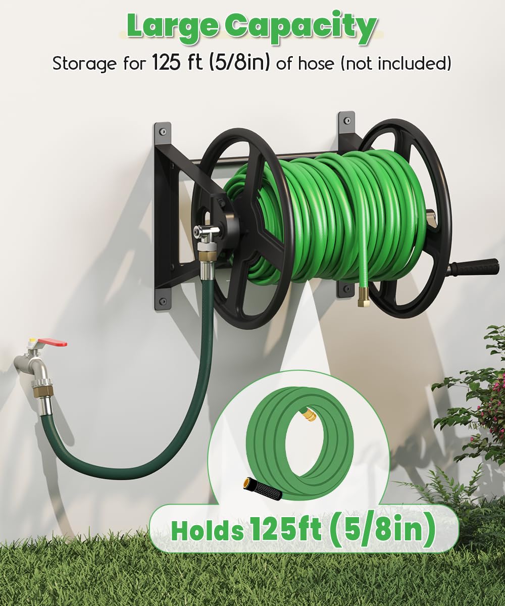 Wall Mounted Garden Hose Reel with Leader Hose F496251