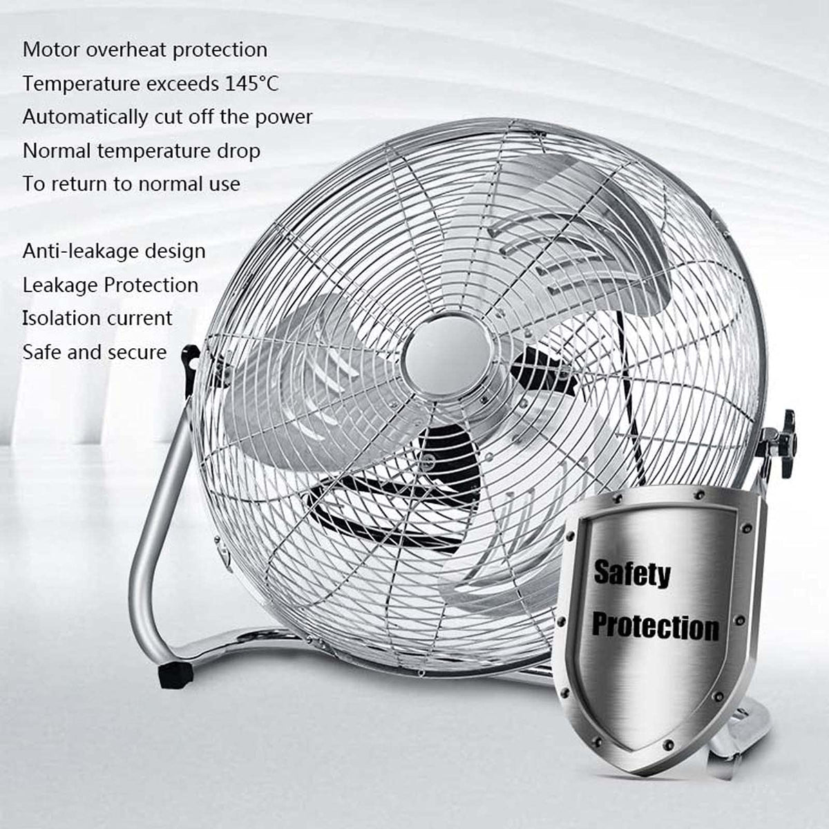 18 Inch 3 Speed Adjustable Tilt Metal Floor Fan U4372