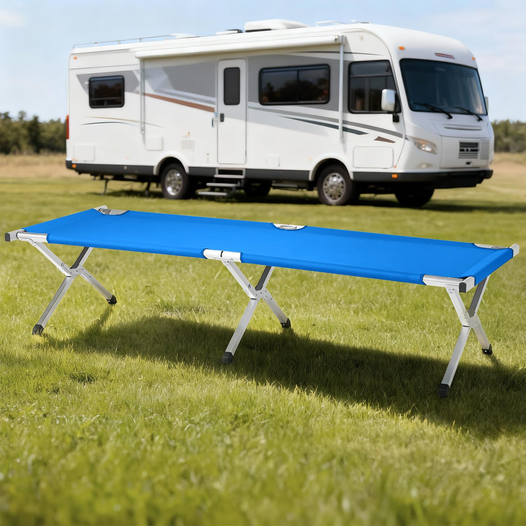 Folding Camping Cot with Carry Bag, Blue Q53037