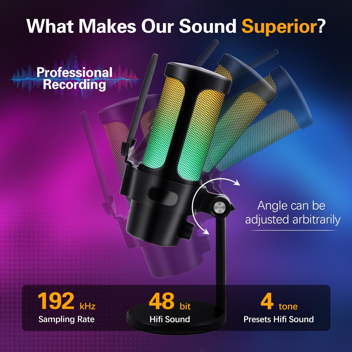 USB Condenser Microphone with Quick Mute, Pop Filter, Shock Mount E879660