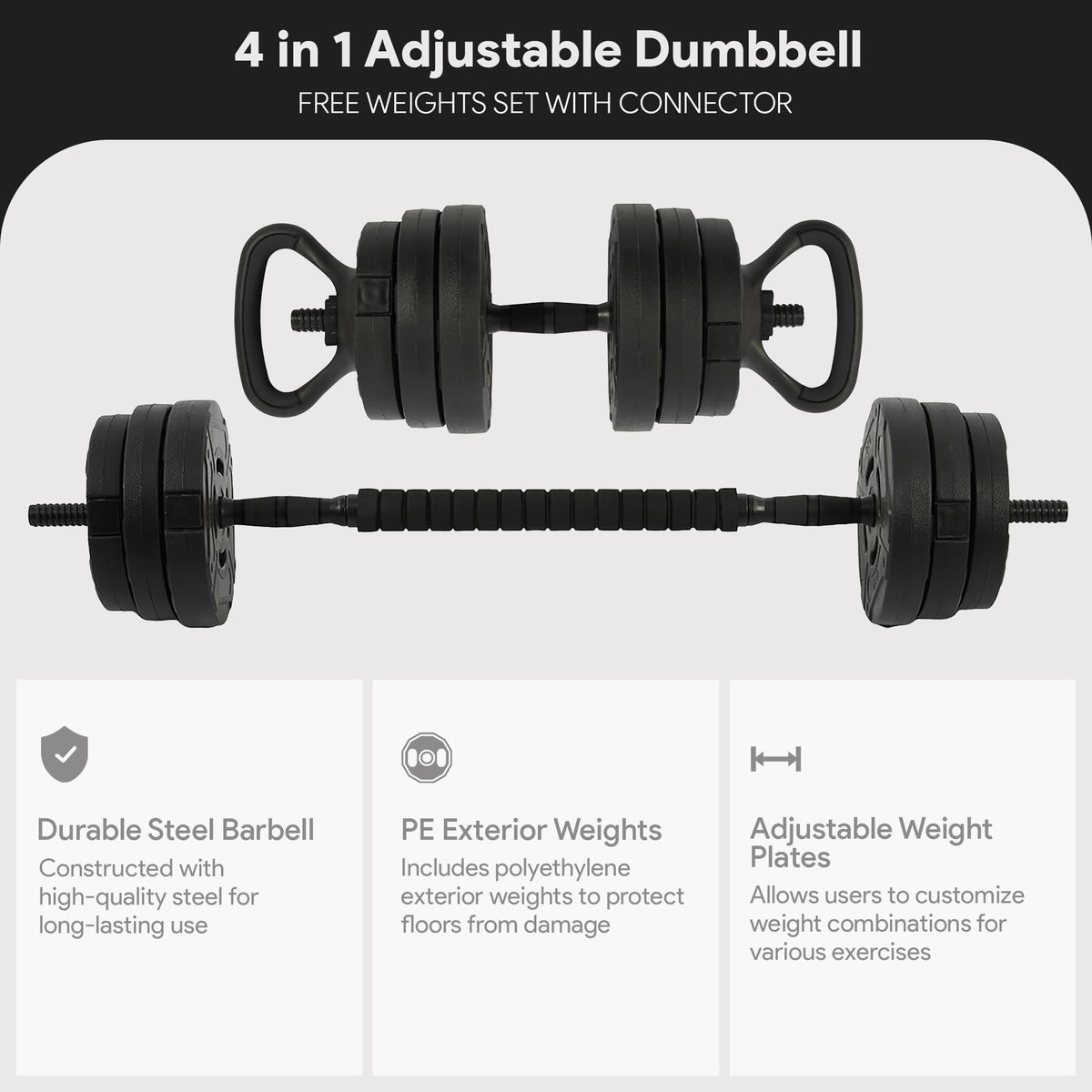 Adjustable Dumbbell Set 60 Lbs Black N638023