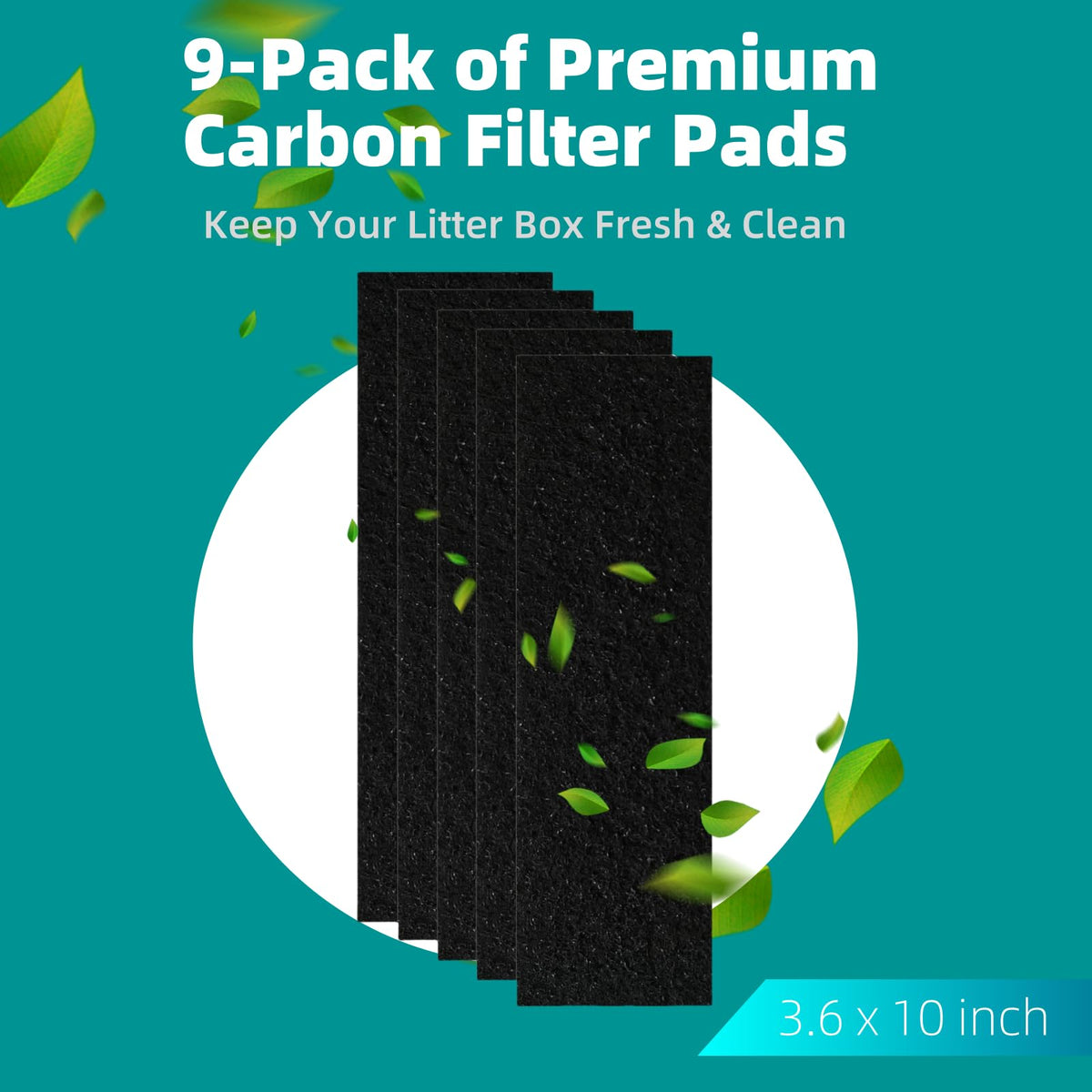 3.6" x 10" Carbon Filter Pads for Cat Litter Boxes S959795